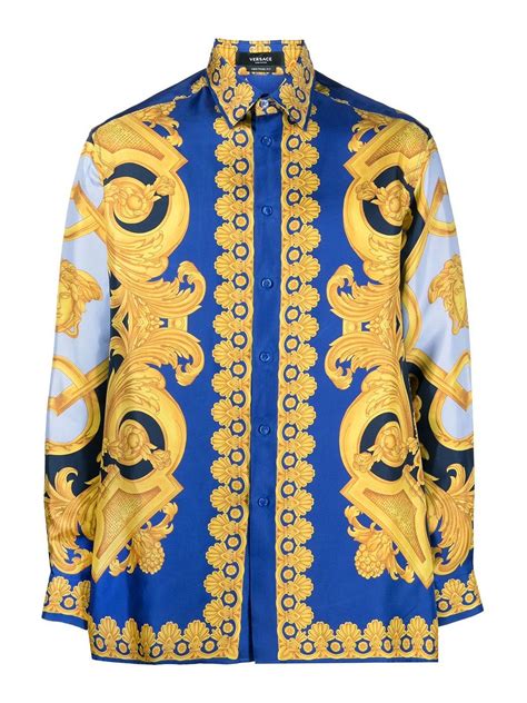 chemise versace homme bleu|Collection chemises .